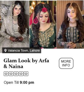 Bridal makeup services at professional salons in Valencia Town Lahore