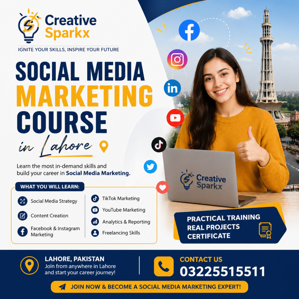 Advanced Social Media Marketing Course in Lahore with Facebook Ads and Instagram Marketing training by Creative Sparkx in Wapda Town Lahore