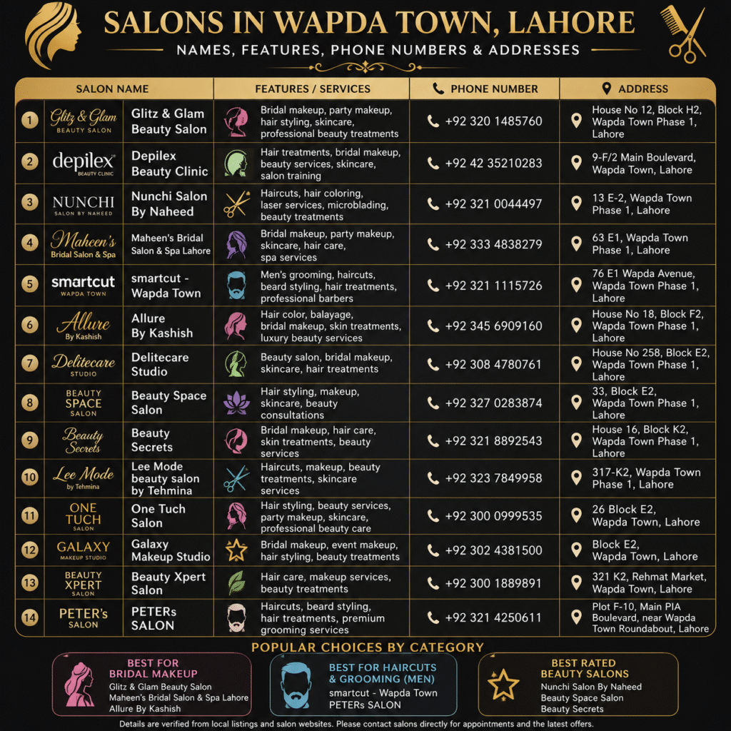 best salon wapda town lahore list