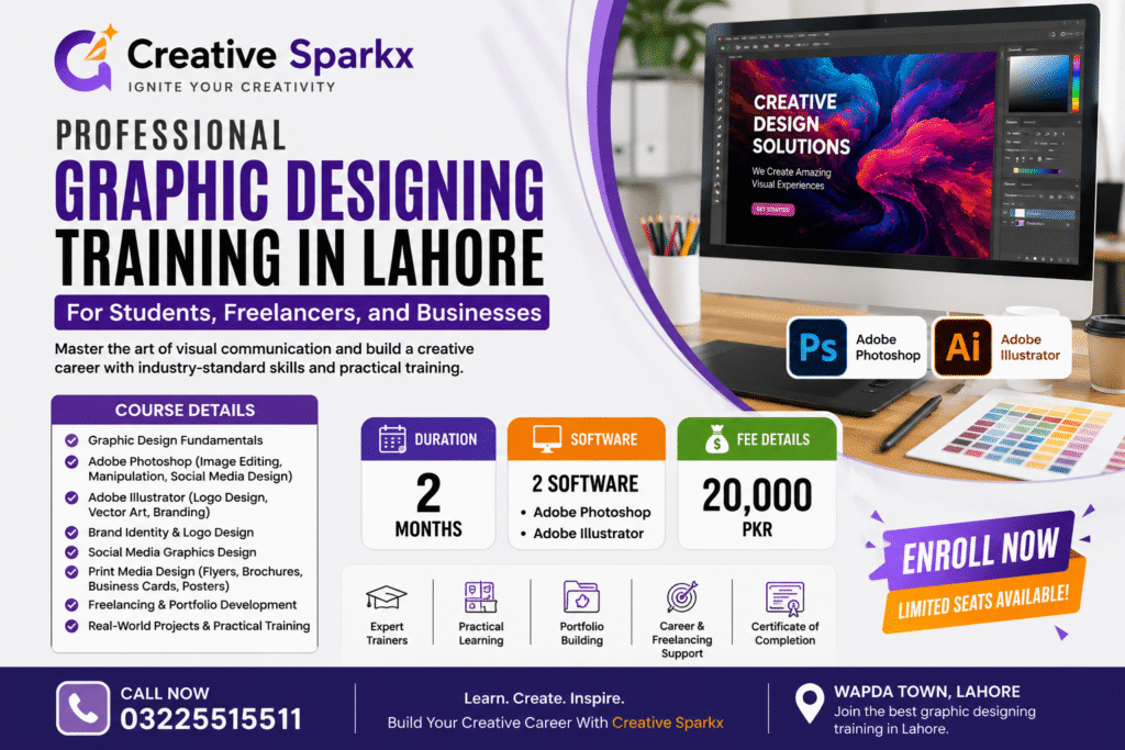 Advanced Graphic Designing Courses in Lahore by Creative Sparkx in Wapda Town Lahore