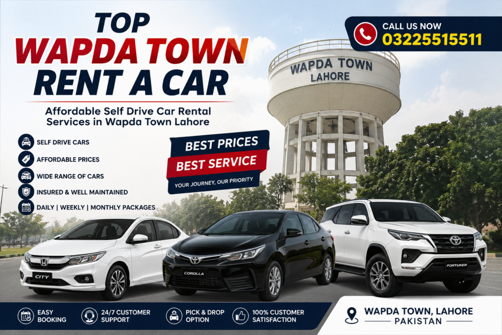 Self drive car rental service in Wapda Town Lahore offering affordable rent a car without driver prices