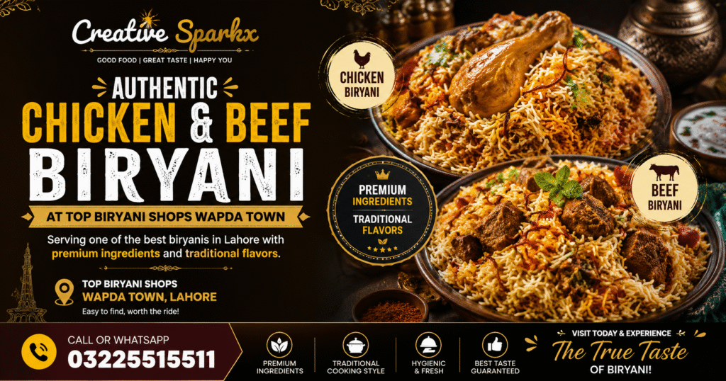 Best Biryani Lahore served by Top Biryani Shops Wapda Town